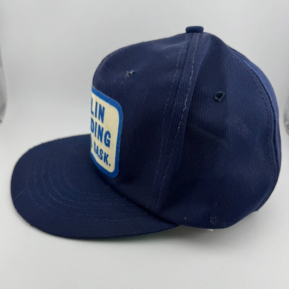 Vintage Anlin Welding Patch Alpha Sportswear Trucker Hat‎ OSFA Navy Blue